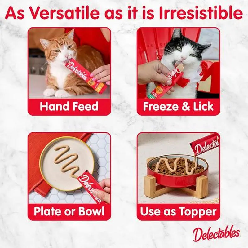 Delectables Squeeze up Cat Treats Variety Pack - Creamy Lickable Puree - Grain Free, No Fillers or Preservatives - 0.5Oz Tubes, 24 Count