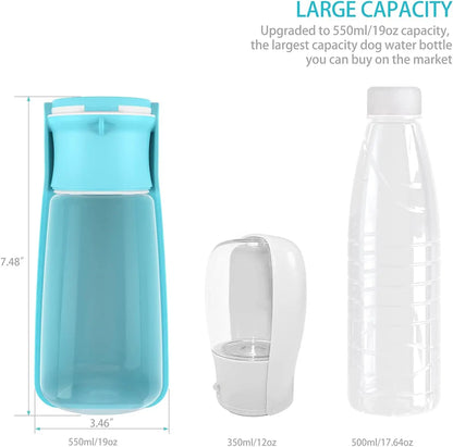 Portable Dog Water Bottle, 19 OZ Pet Water Dispenser for Small, Medium, Large Dogs – Ideal for Walking, Includes Water Bowl (Blue)