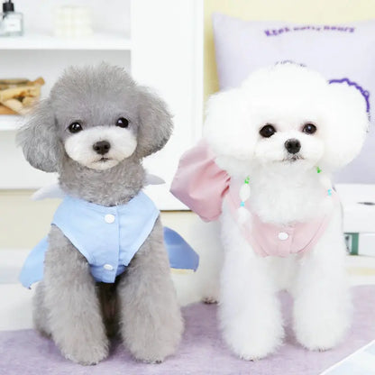 Angel Traction Dress Spring/Summer New Dog Clothes for Teddy, French Bulldog, Small Dogs, Pet Supplies Breathable Girl Pet Dress Set