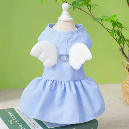 Angel Traction Dress Spring/Summer New Dog Clothes for Teddy, French Bulldog, Small Dogs, Pet Supplies Breathable Girl Pet Dress Set