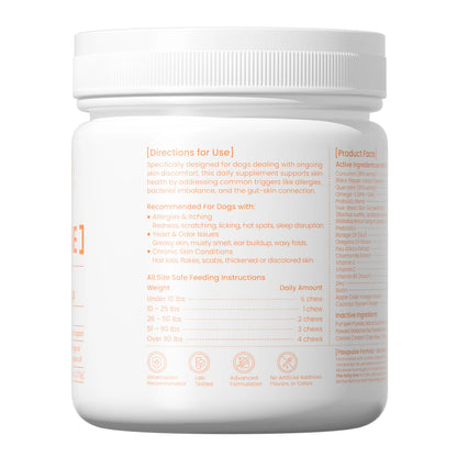 PAWPULSE FORMULA Dog Itching Skin Relief – Allergy Relief Chews for Yeast, Redness and Hotspots, Support Immune and Seasonal Allergy with Probiotics & Omega-3, 90 Chews