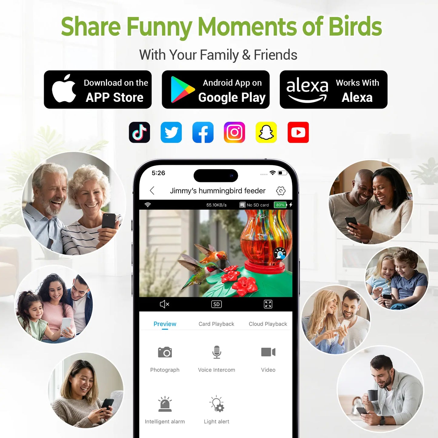 Smart Hummingbird Feeder with Camera, 2.5K HD Hand Blown Glass Bird Feeders for Outdoors, 47.07 Oz Solar Powered with AI Bird ID, Auto Capture, Motion Alert, Ant Moat, Alexa & Google Compatible, Gift for Bird Lovers & Father'S Day Gift