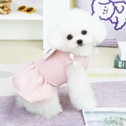 Angel Traction Dress Spring/Summer New Dog Clothes for Teddy, French Bulldog, Small Dogs, Pet Supplies Breathable Girl Pet Dress Set