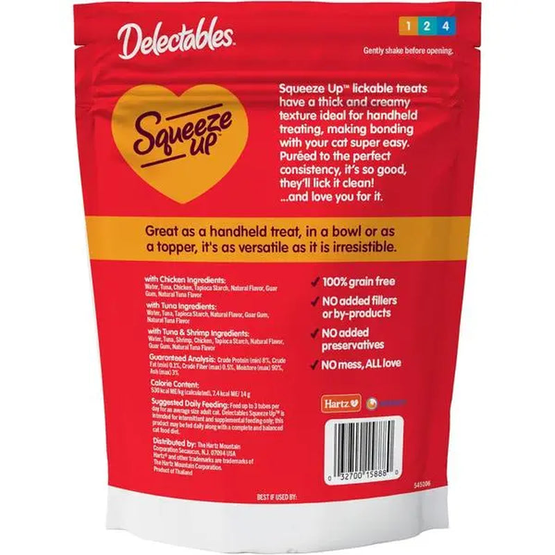 Delectables Squeeze up Cat Treats Variety Pack - Creamy Lickable Puree - Grain Free, No Fillers or Preservatives - 0.5Oz Tubes, 24 Count