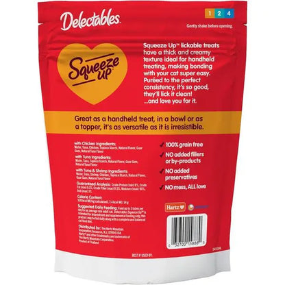 Delectables Squeeze up Cat Treats Variety Pack - Creamy Lickable Puree - Grain Free, No Fillers or Preservatives - 0.5Oz Tubes, 24 Count