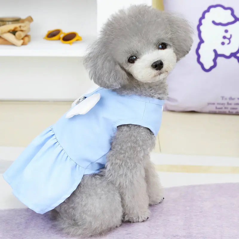 Angel Traction Dress Spring/Summer New Dog Clothes for Teddy, French Bulldog, Small Dogs, Pet Supplies Breathable Girl Pet Dress Set