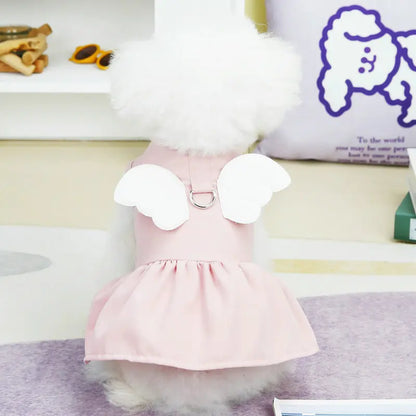 Angel Traction Dress Spring/Summer New Dog Clothes for Teddy, French Bulldog, Small Dogs, Pet Supplies Breathable Girl Pet Dress Set