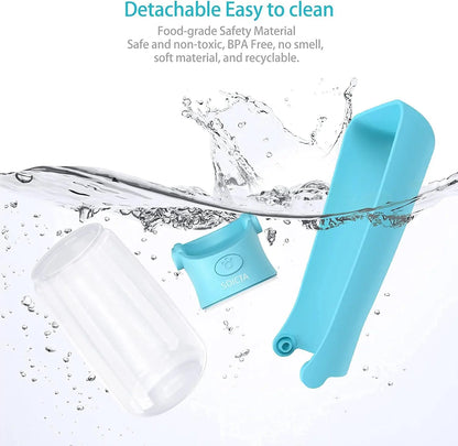 Portable Dog Water Bottle, 19 OZ Pet Water Dispenser for Small, Medium, Large Dogs – Ideal for Walking, Includes Water Bowl (Blue)