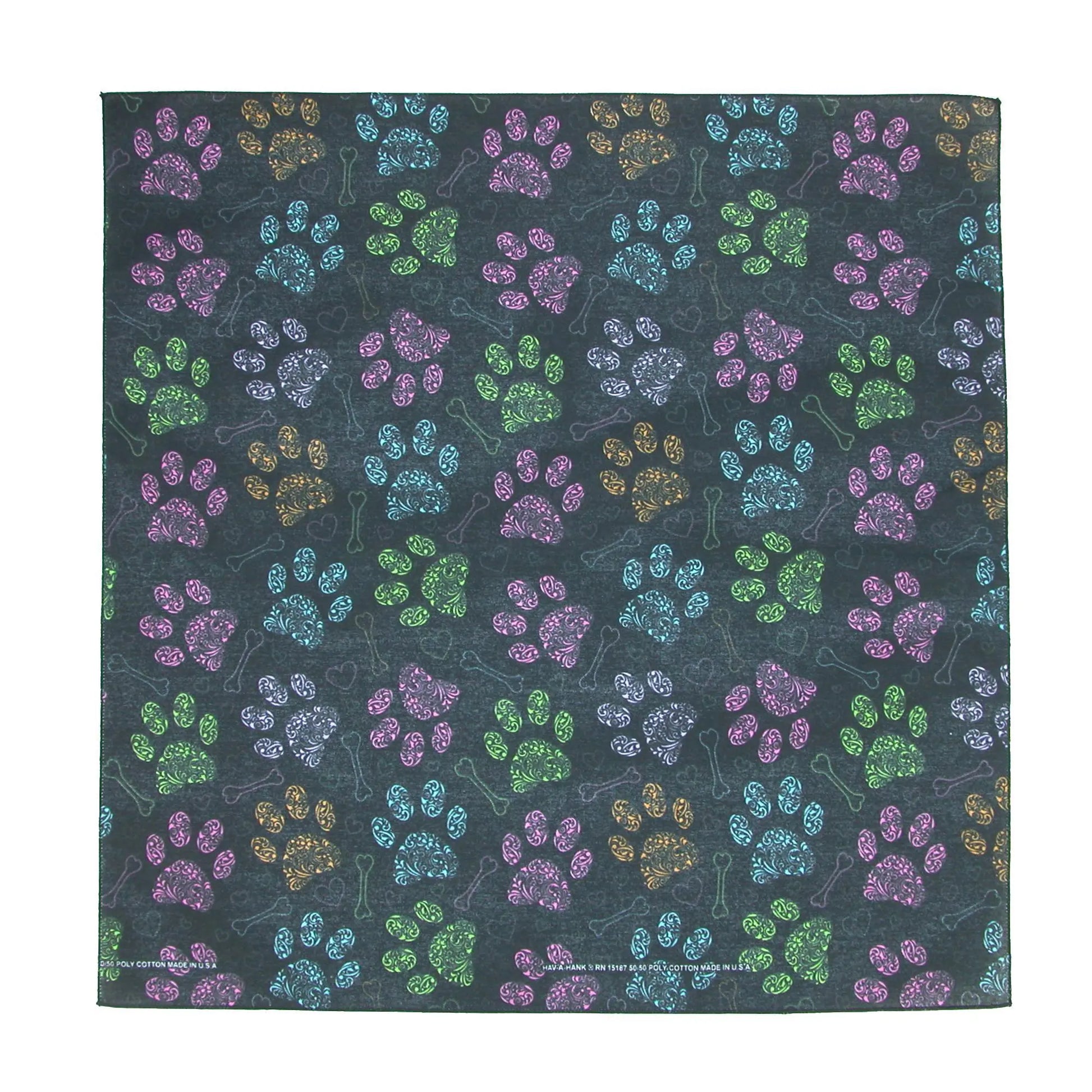 CTM Colorful Dog Paw Print Bandana