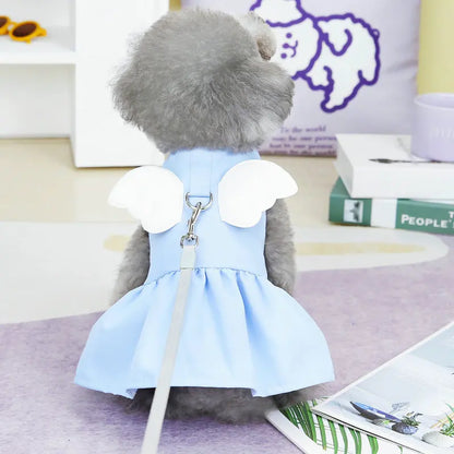 Angel Traction Dress Spring/Summer New Dog Clothes for Teddy, French Bulldog, Small Dogs, Pet Supplies Breathable Girl Pet Dress Set