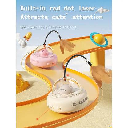 Cat Boredom Relief Toy, 2-In-1 Smart Laser & Feather Wand, Automatic Rotating Interactive Toy for Indoor Cats, Durable Anti-Demolition Self-Play, Electric Pet Toy for Furry Friends