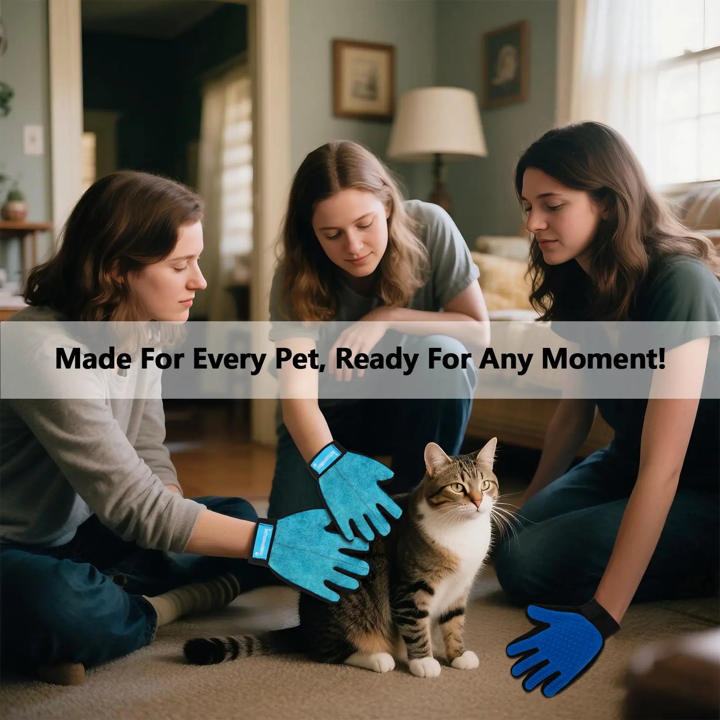 Buttonwoodnest|Upgraded Version Double-Sided Gloves, Bogo(Buy One Glove Get One Glove Free）Pet Hair Grooming Brush with Hair Remover Tool,Gentle Shedding Brushes for Dogs,Cats&Horses with Fur,Skin-Friendly for Pets,Fur & Lint Cleaning Tool